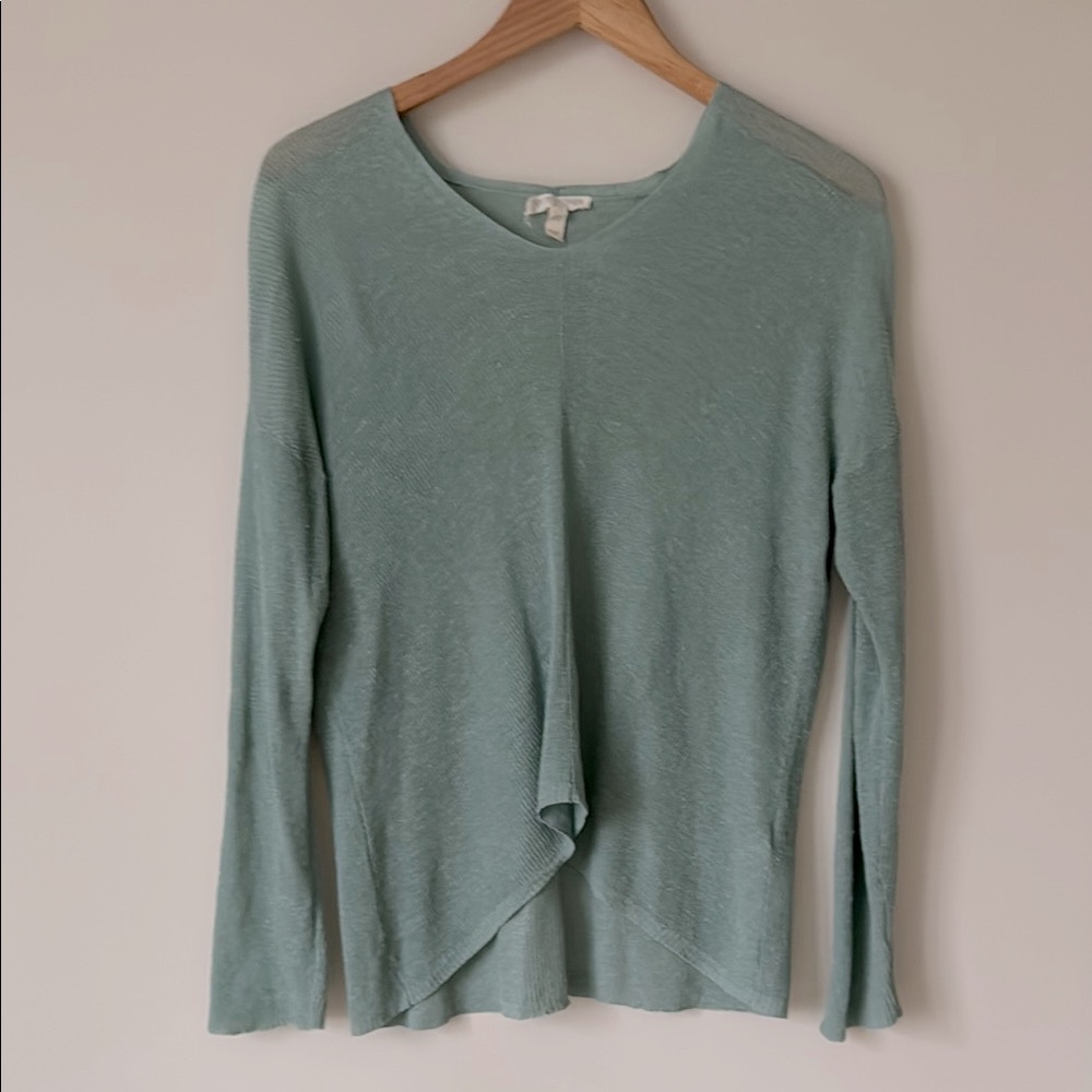 Eileen Fisher | Mint Green High Low Oversized Linen Blend Knit Sweater | Size SP